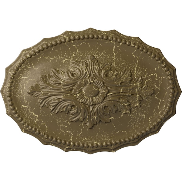 Ekena Millwork Oxford Ceiling Medallion, Hand-Painted Mississippi Mud Crackle, 16 7/8"W x 11 3/4"H x 1 1/2"P CM16OXMMC - main